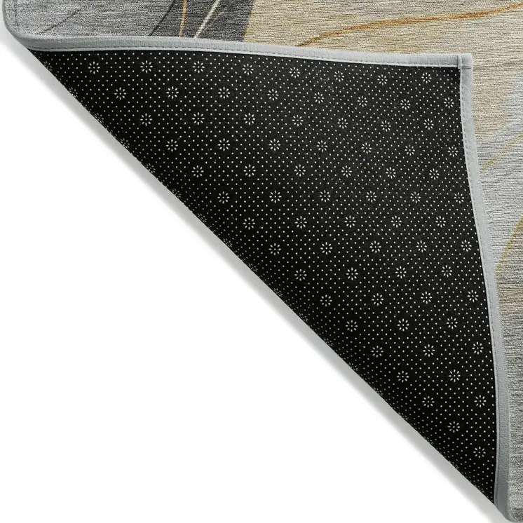 5' X 8' Gray Silver And Rust Abstract Washable Indoor Outdoor Area Rug