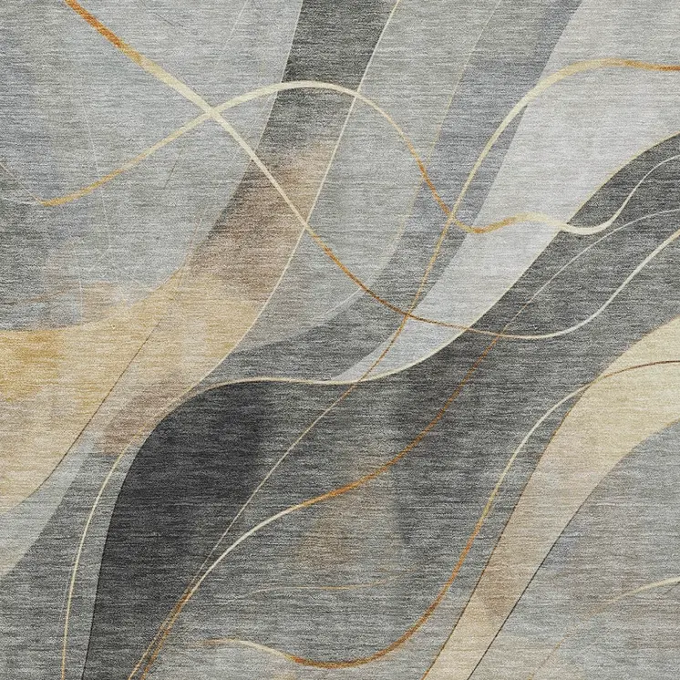 8' X 10' Gray Silver And Rust Abstract Washable Indoor Outdoor Area Rug