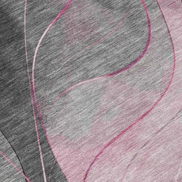 8' Pink Gray And Silver Round Abstract Washable Indoor Outdoor Area Rug