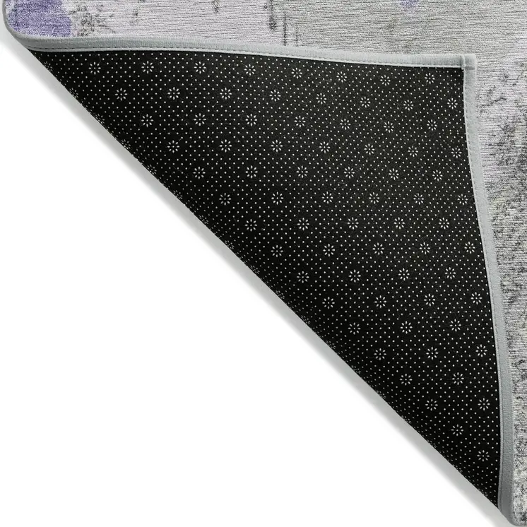 8' X 10' Lavender Gray And Ivory Geometric Washable Indoor Outdoor Area Rug