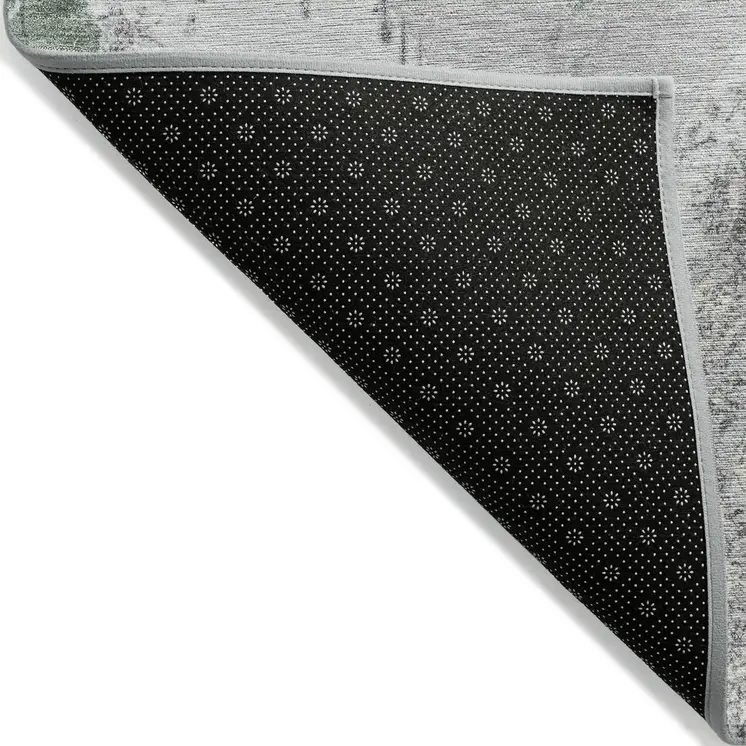9' X 12' Pale Aqua Mint Green And Gray Geometric Washable Indoor Outdoor Area Rug