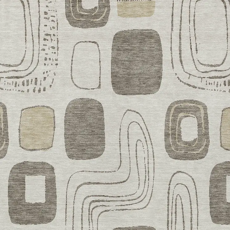 3' X 5' Beige Taupe And Tan Geometric Washable Indoor Outdoor Area Rug