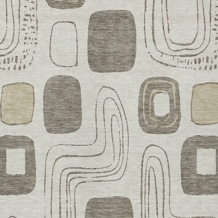 5' X 8' Beige Taupe And Tan Geometric Washable Indoor Outdoor Area Rug