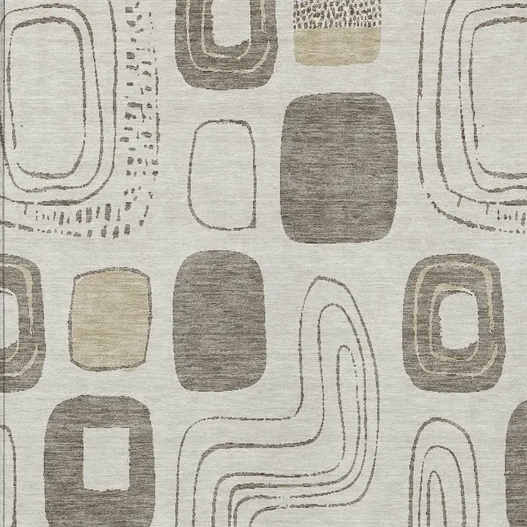 9' X 12' Beige Taupe And Tan Geometric Washable Indoor Outdoor Area Rug