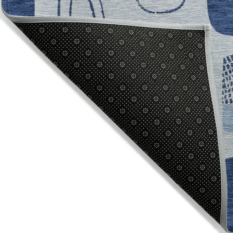 3' X 5' Blue And Sky Blue Geometric Washable Indoor Outdoor Area Rug