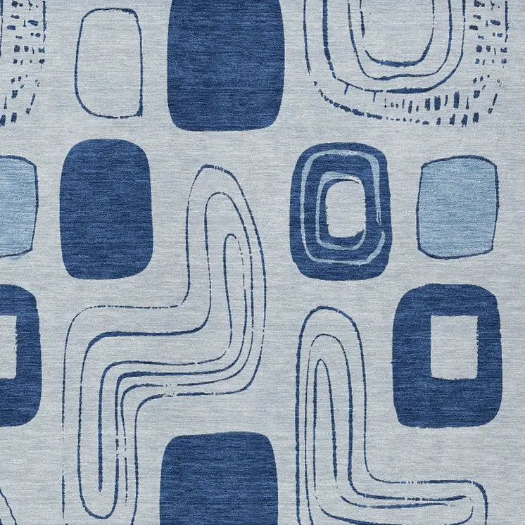 10' X 14' Blue And Sky Blue Geometric Washable Indoor Outdoor Area Rug