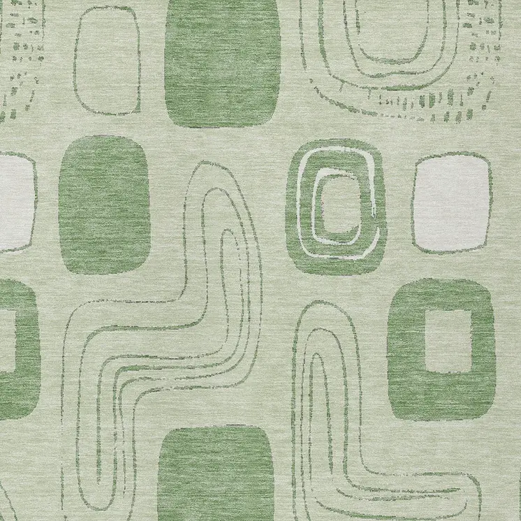 8' X 10' Mint Green And Ivory Geometric Washable Indoor Outdoor Area Rug