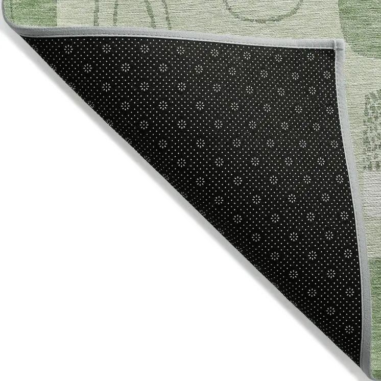 9' X 12' Mint Green And Ivory Geometric Washable Indoor Outdoor Area Rug