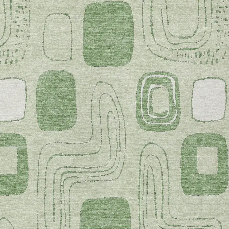 10' X 14' Mint Green And Ivory Geometric Washable Indoor Outdoor Area Rug