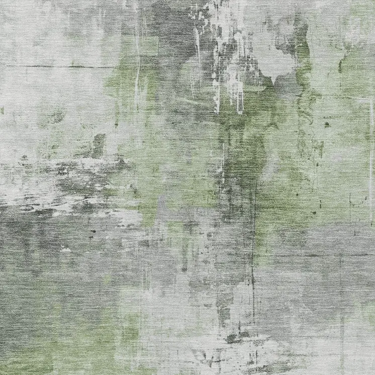 3' X 5' Green Gray And Silver Abstract Washable Indoor Outdoor Area Rug