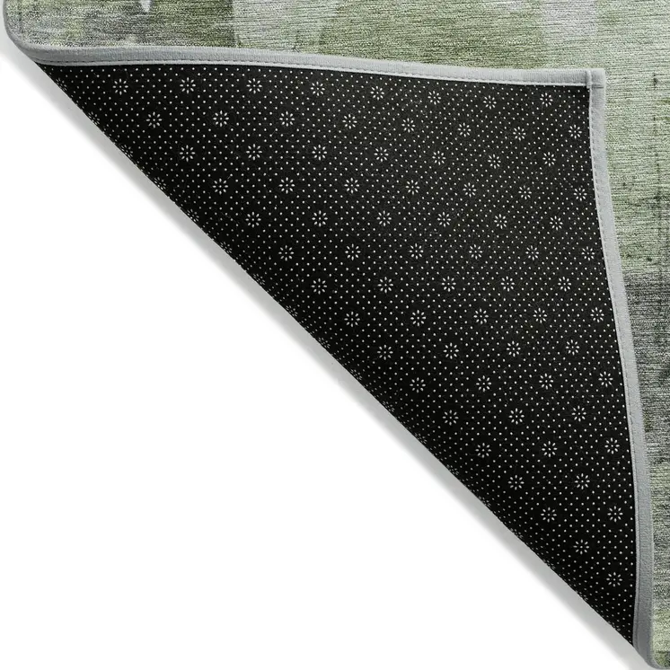9' X 12' Green Gray And Silver Abstract Washable Indoor Outdoor Area Rug