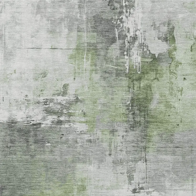 10' X 14' Green Gray And Silver Abstract Washable Indoor Outdoor Area Rug