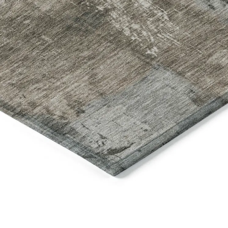 8' X 10' Ivory Gray And Khaki Abstract Washable Indoor Outdoor Area Rug