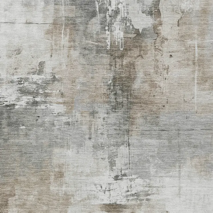 8' X 10' Ivory Gray And Khaki Abstract Washable Indoor Outdoor Area Rug