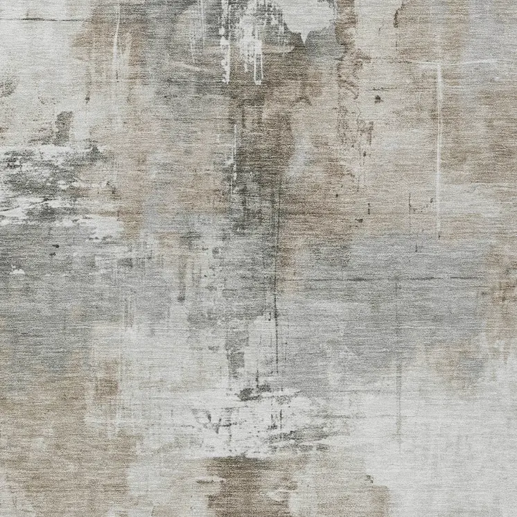 10' X 14' Ivory Gray And Khaki Abstract Washable Indoor Outdoor Area Rug