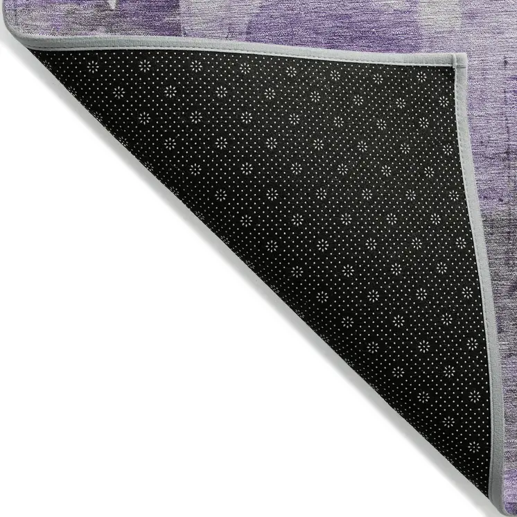 3' X 5' Purple Eggplant And Ivory Abstract Washable Indoor Outdoor Area Rug