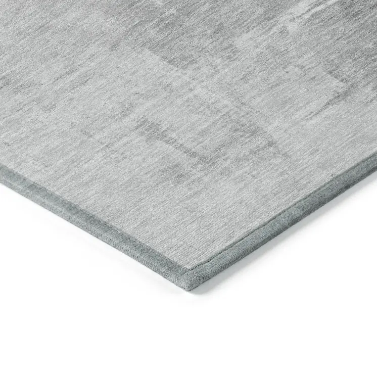 5' X 8' Gray And Silver Abstract Washable Indoor Outdoor Area Rug