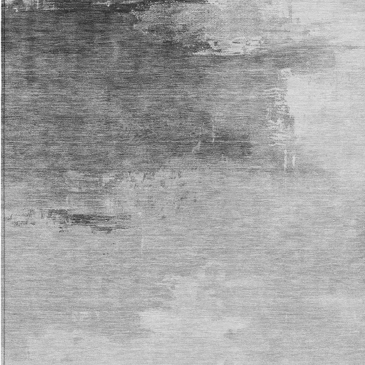 10' X 14' Gray And Silver Abstract Washable Indoor Outdoor Area Rug