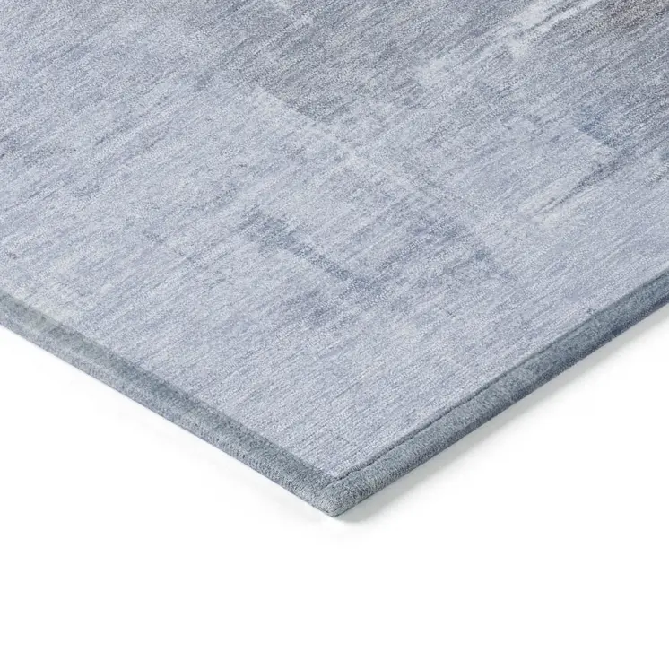 9' X 12' Sky Blue Gray And Ivory Abstract Washable Indoor Outdoor Area Rug