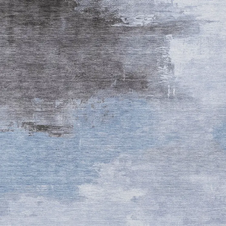 9' X 12' Sky Blue Gray And Ivory Abstract Washable Indoor Outdoor Area Rug