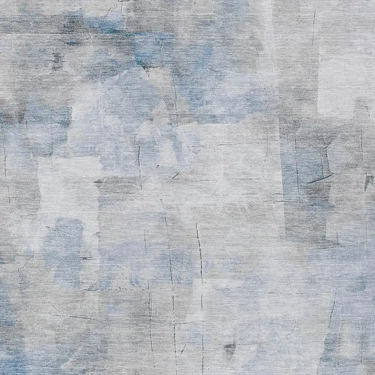 5' X 8' Denim Blue Gray And Ivory Abstract Washable Indoor Outdoor Area Rug
