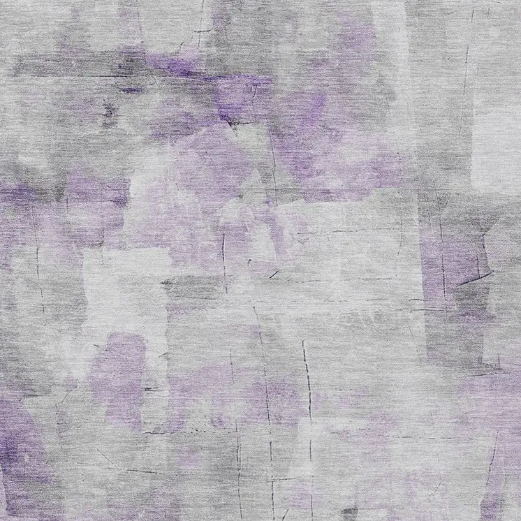 3' X 5' Lavender Gray And Ivory Abstract Washable Indoor Outdoor Area Rug