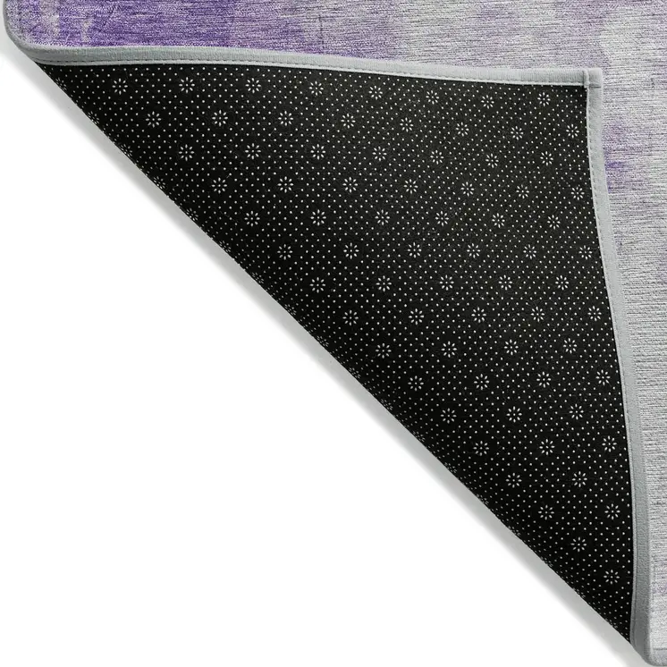 9' X 12' Lavender Gray And Ivory Abstract Washable Indoor Outdoor Area Rug