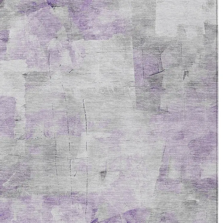 10' X 14' Lavender Gray And Ivory Abstract Washable Indoor Outdoor Area Rug