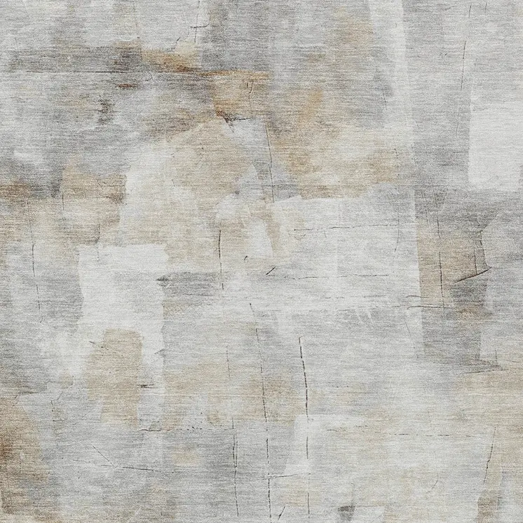 10' X 14' Linen Gray And Ivory Abstract Washable Indoor Outdoor Area Rug