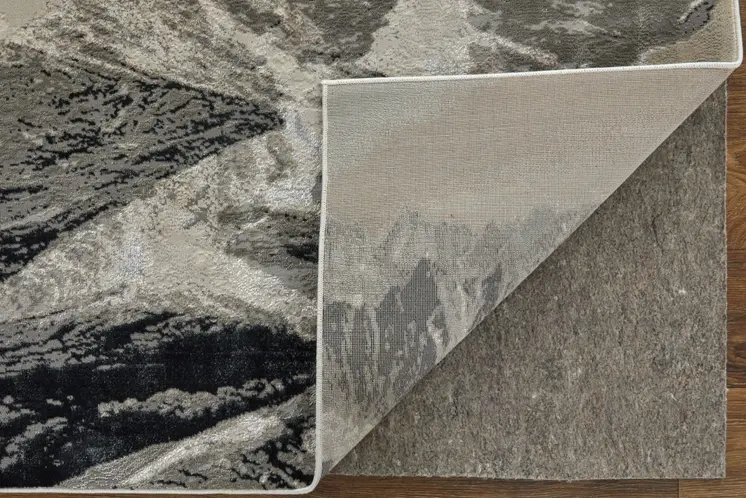 7' X 10' Black And Silver Abstract Area Rug