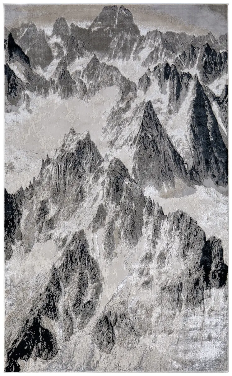8' X 10' Black And Silver Abstract Area Rug