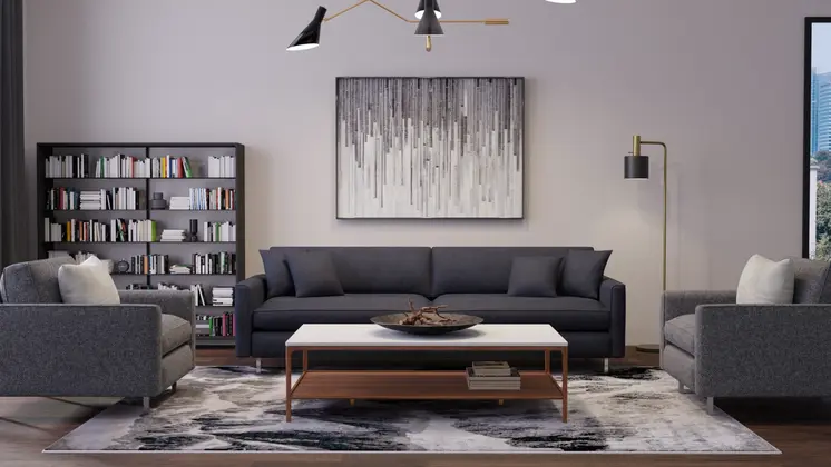 8' X 10' Black And Silver Abstract Area Rug