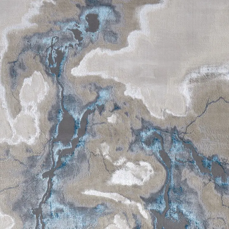5' X 8' Taupe And Blue Abstract Area Rug