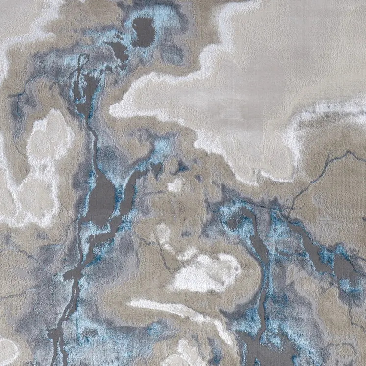 8' X 10' Taupe And Blue Abstract Area Rug
