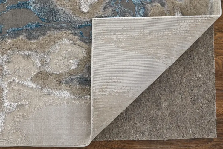8' X 10' Taupe And Blue Abstract Area Rug