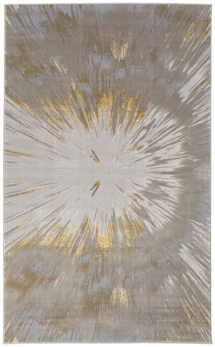 7' X 10' Gold And Silver Abstract Area Rug