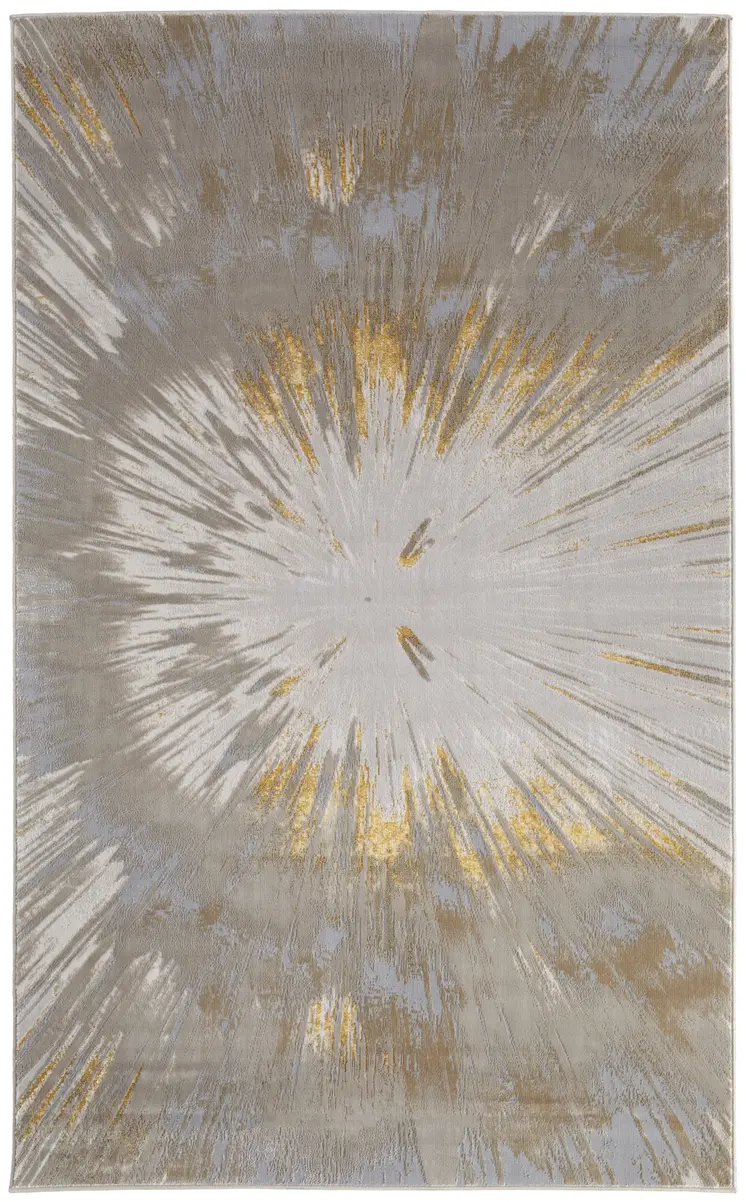 7' X 10' Gold And Silver Abstract Area Rug
