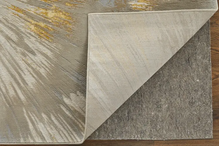 7' X 10' Gold And Silver Abstract Area Rug