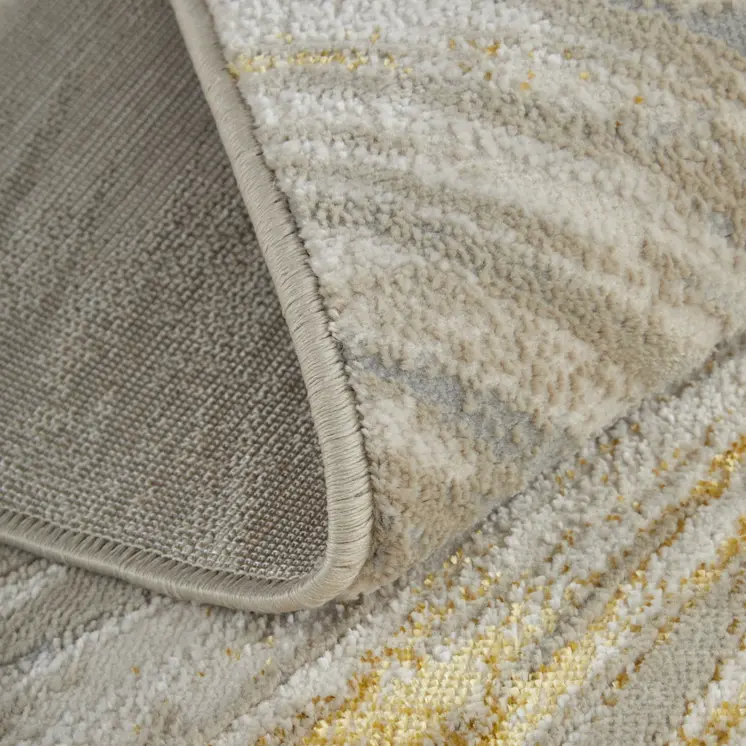 7' X 10' Gold And Silver Abstract Area Rug