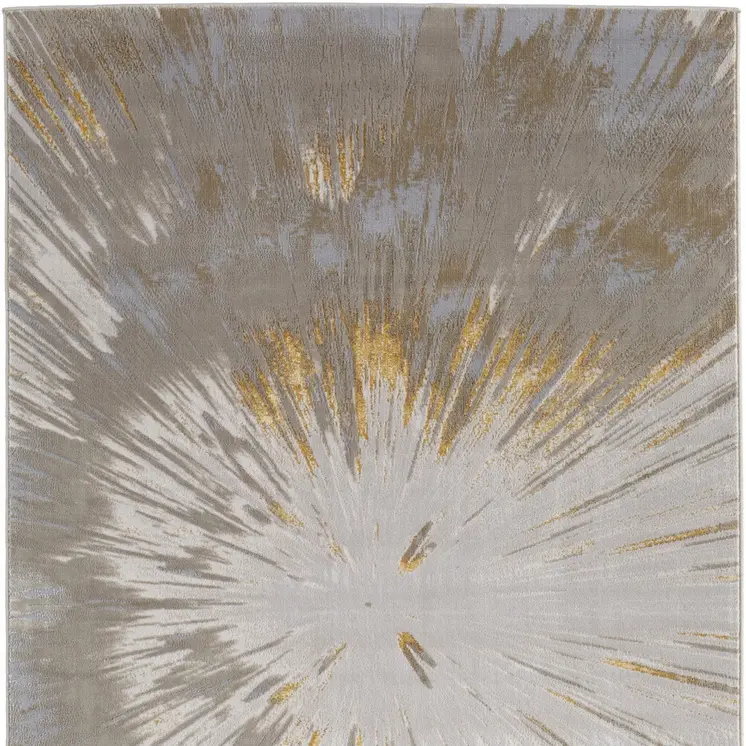 8' X 10' Gold And Silver Abstract Area Rug