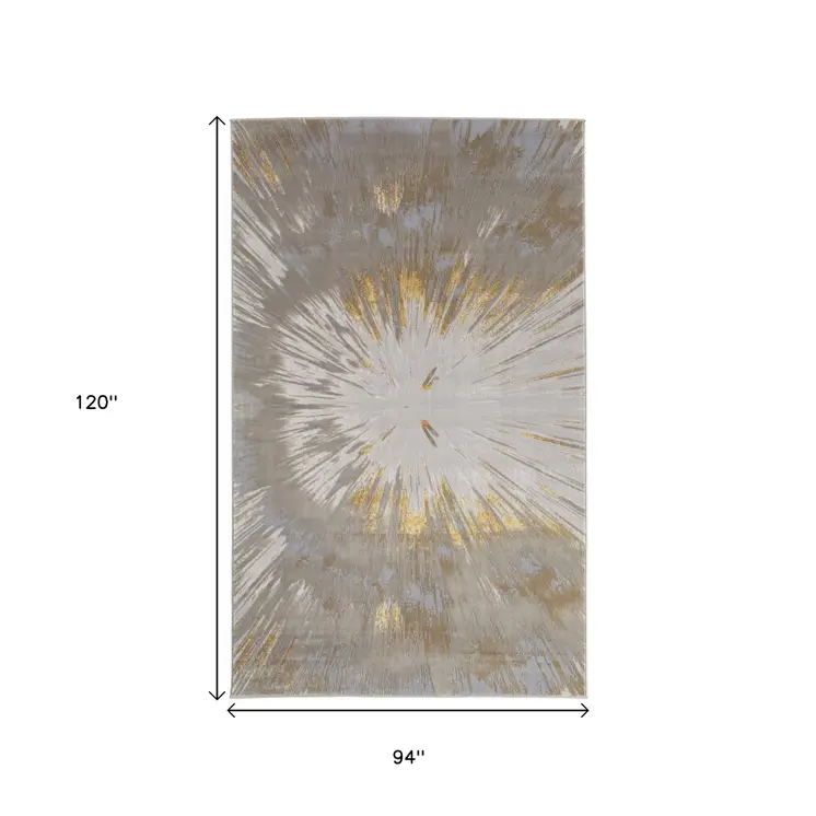 8' X 10' Gold And Silver Abstract Area Rug