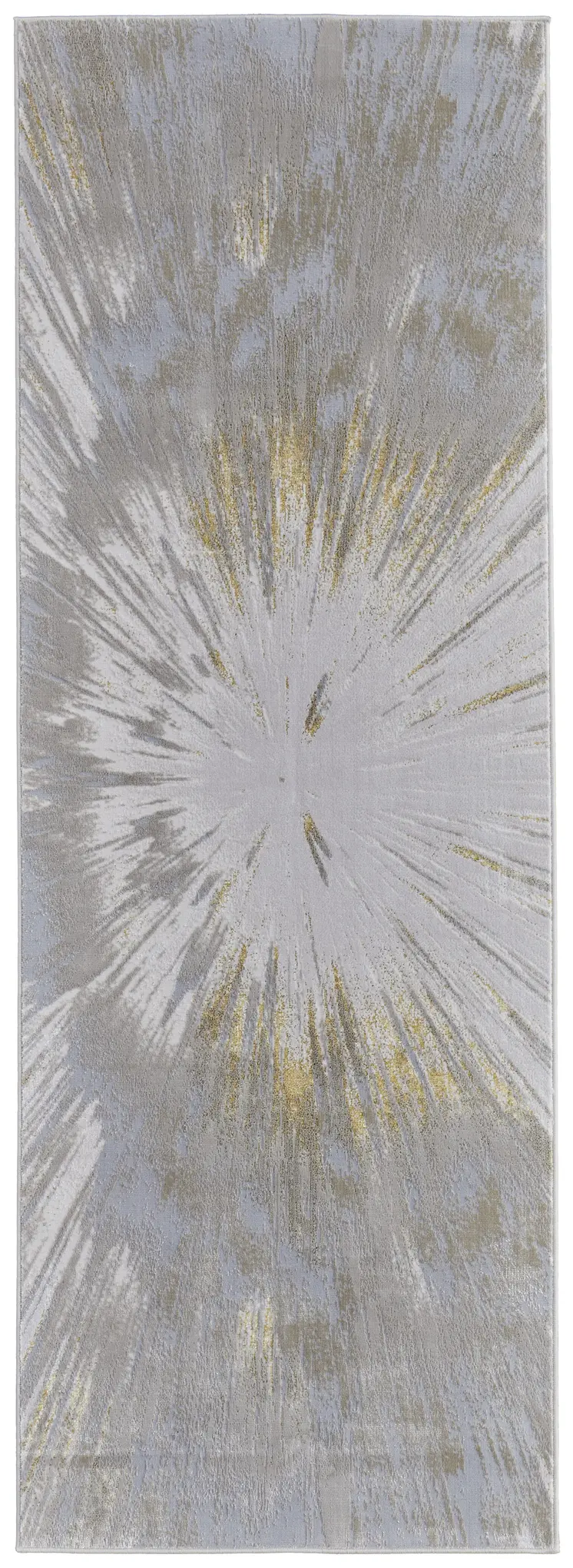 8' Gold And Silver Abstract Runner Rug