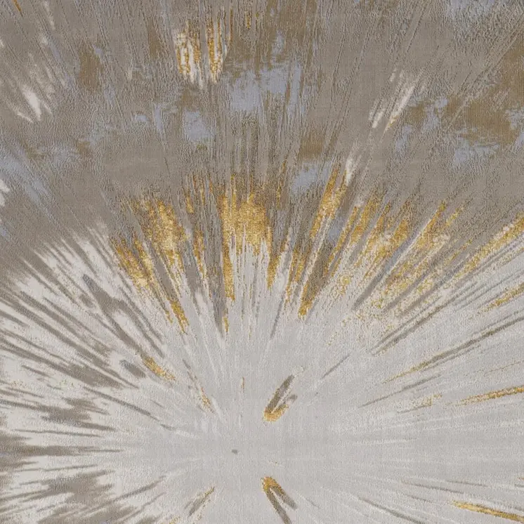 8' Gold And Silver Abstract Runner Rug