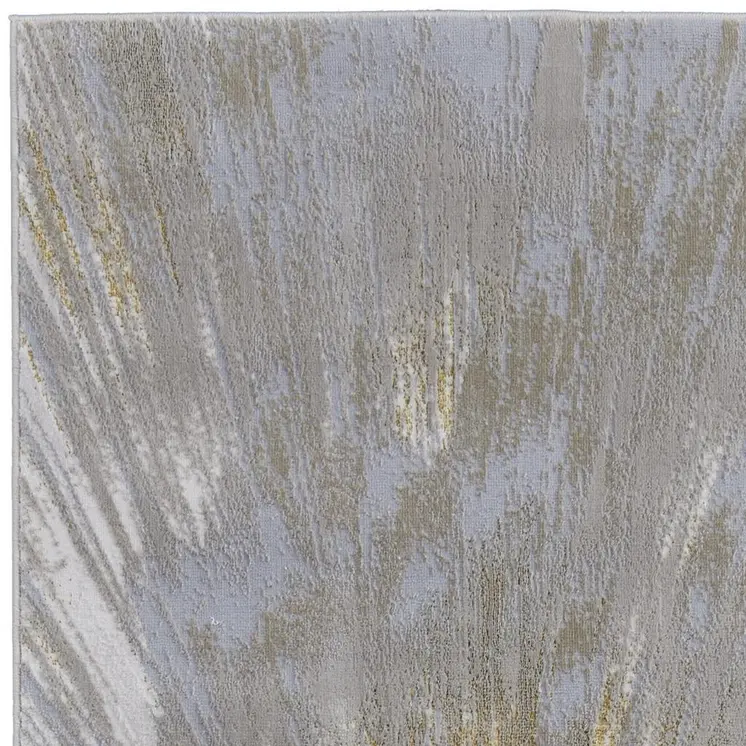 8' Gold And Silver Abstract Runner Rug