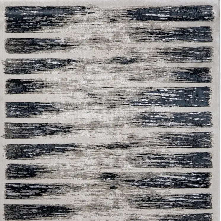 5' X 8' Gray And Black Abstract Distressed Area Rug