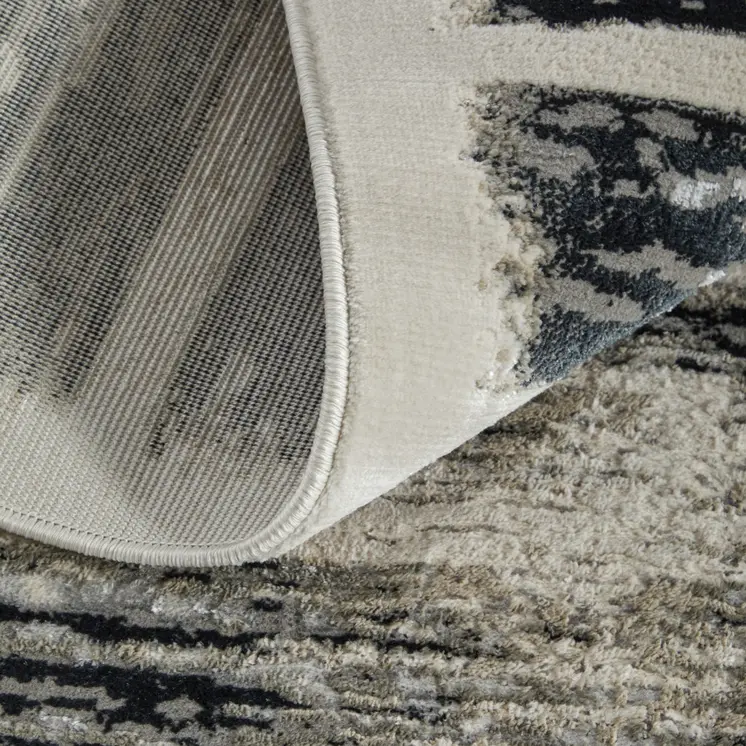 5' X 8' Gray And Black Abstract Distressed Area Rug