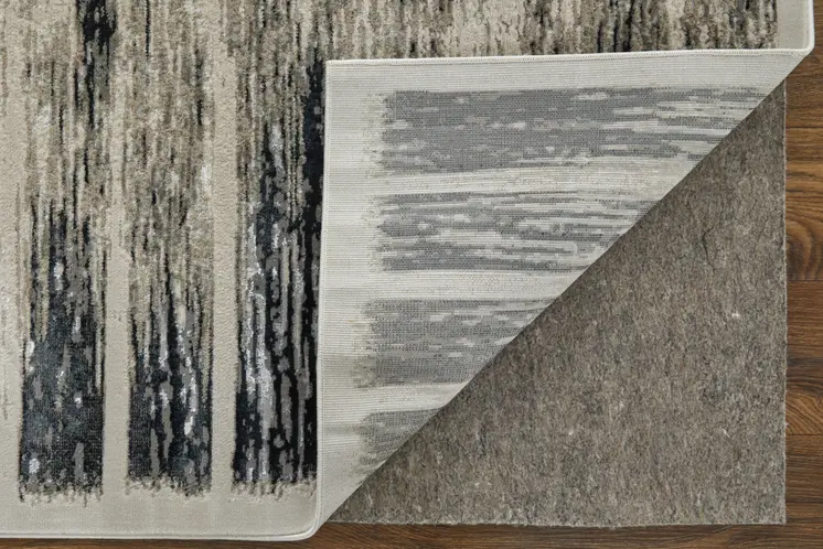 8' Gray And Black Abstract Distressed Runner Rug