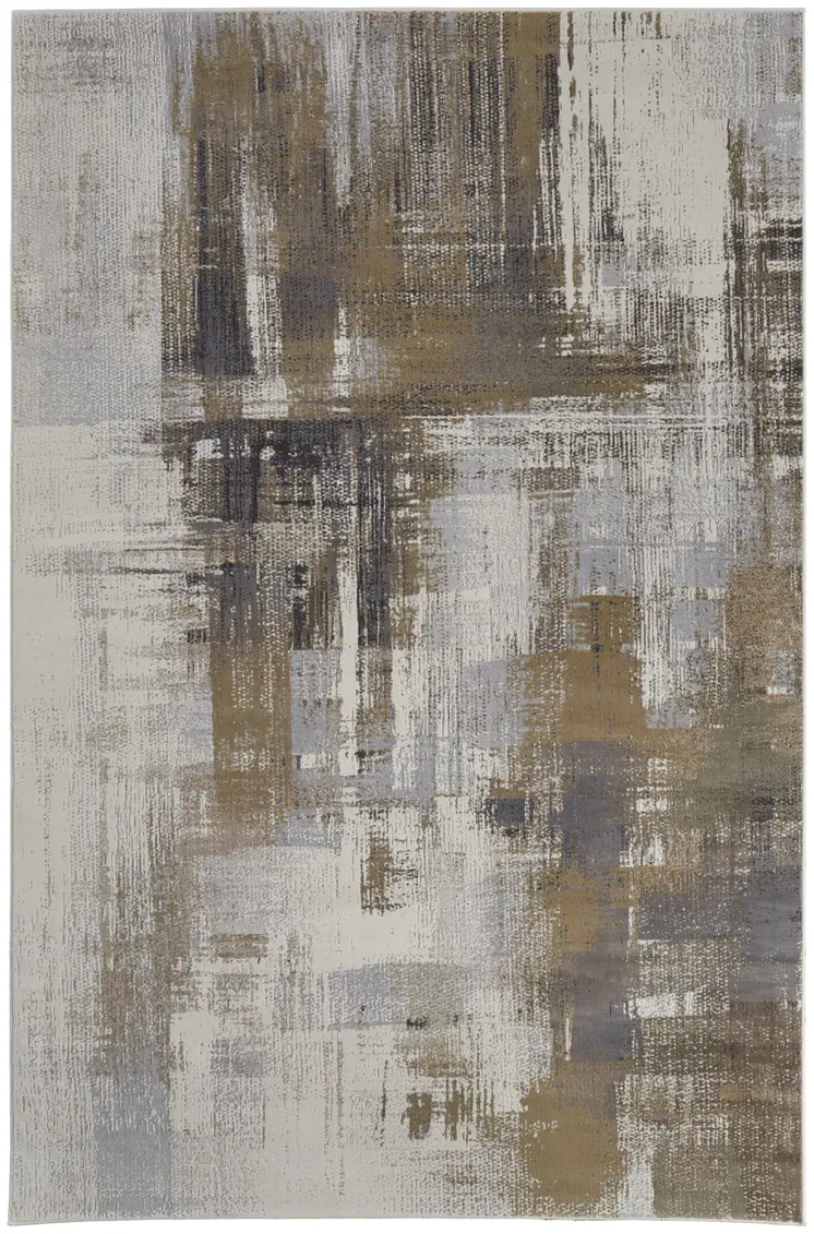 5' X 8' Gray And Brown Abstract Area Rug