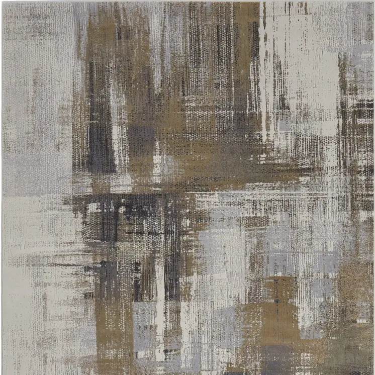 8' X 10' Gray And Brown Abstract Area Rug