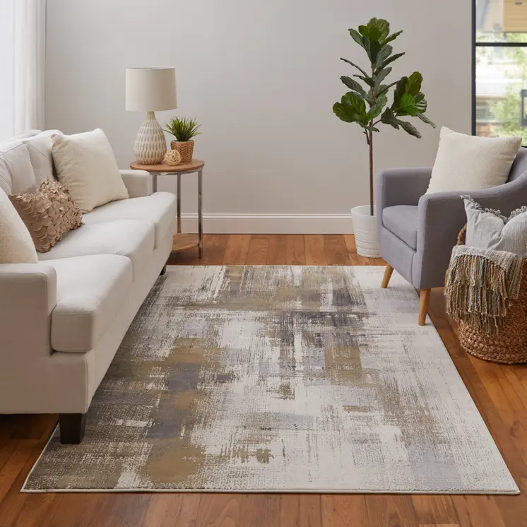 8' X 10' Gray And Brown Abstract Area Rug